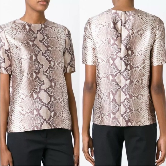 Tory Burch Python Snake Print Silk Wool Blouse - Picture 1 of 7